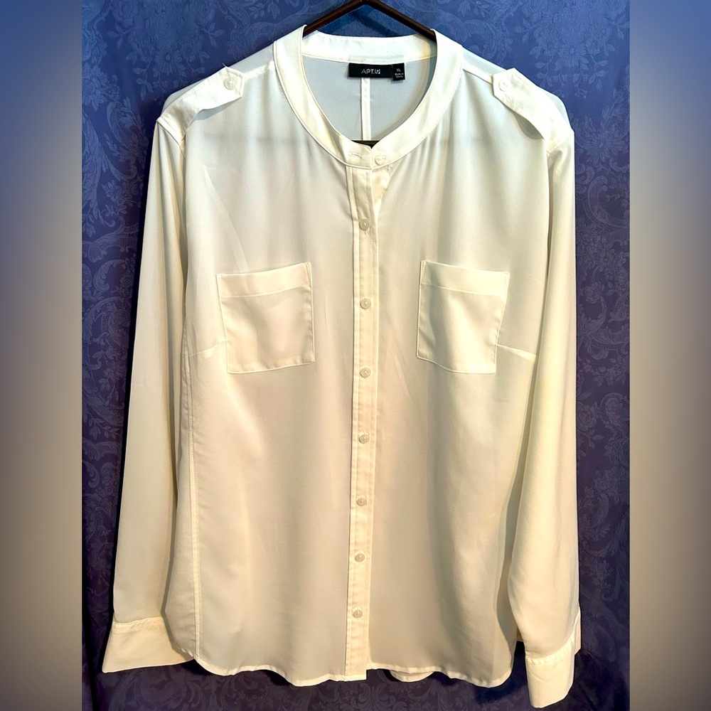 Women’s Tab Shoulder, Button Up Blouse by Apt 9, Size XL